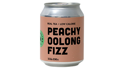 Oolong tea from the premium tea-producing region of Fujian, China. We brew our tea and blend it with aromatic peach flavor, then lightly sweeten it with organic cane sugar (4%) finally it’s carbonated and canned. A low-cal refreshing sparkling tea with an acceptable 45 kcal per serving.
